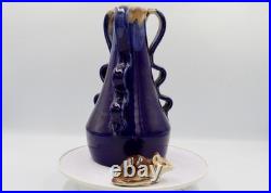 French Art Deco Studio Stoneware Vase c. 1925-35 Cobalt Blue Impressed'B