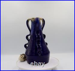 French Art Deco Studio Stoneware Vase c. 1925-35 Cobalt Blue Impressed'B