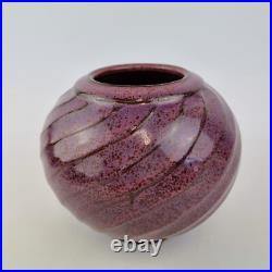 French Studio Pottery Vase With Wrythen Body Poterie De Granou 14cm High French Studio Pottery Vase With Wrythen Body Poterie De Granou 14cm High