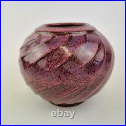 French Studio Pottery Vase With Wrythen Body Poterie De Granou 14cm High French Studio Pottery Vase With Wrythen Body Poterie De Granou 14cm High