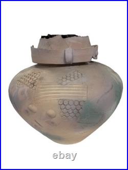 Gail Markiewitz Large Studio Vase Muted Pastels Pale Acqua Peach Cream 16x16