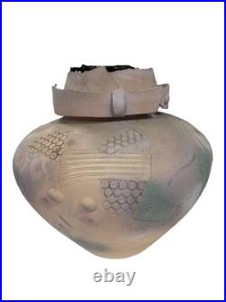Gail Markiewitz Large Studio Vase Muted Pastels Pale Acqua Peach Cream 16x16
