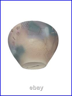 Gail Markiewitz Large Studio Vase Muted Pastels Pale Acqua Peach Cream 16x16