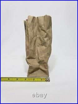 Gearys Beverly Hills Trompe Loeil Ceramic Brown Bag 7.75 Vintage Vase