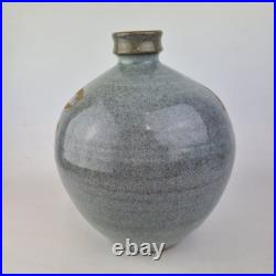George Cass Studio Pottery Vase With Blue Glaze & Brown Decoration 26cm High