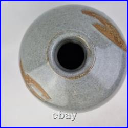 George Cass Studio Pottery Vase With Blue Glaze & Brown Decoration 26cm High