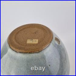 George Cass Studio Pottery Vase With Blue Glaze & Brown Decoration 26cm High