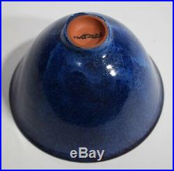 Gertrud & Otto Natzler Hand Thrown Pottery Vase in Colbalt Blue