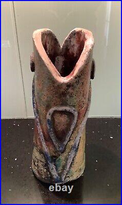 Glazed Studio Art Pottery Vase Signed TD 19.5cm