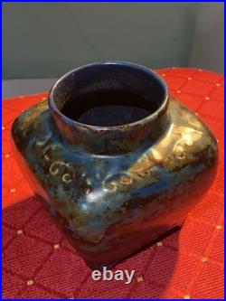 Gorgeous Mid Century Modern Studio Pottery Vase Drip Glaze 16 Mark Beautiful Art