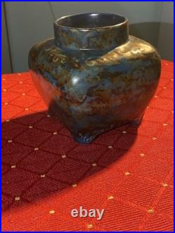 Gorgeous Mid Century Modern Studio Pottery Vase Drip Glaze 16 Mark Beautiful Art