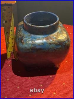 Gorgeous Mid Century Modern Studio Pottery Vase Drip Glaze 16 Mark Beautiful Art