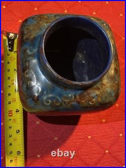 Gorgeous Mid Century Modern Studio Pottery Vase Drip Glaze 16 Mark Beautiful Art