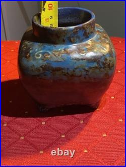 Gorgeous Mid Century Modern Studio Pottery Vase Drip Glaze 16 Mark Beautiful Art