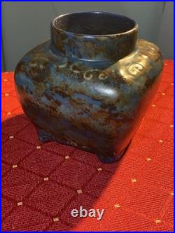 Gorgeous Mid Century Modern Studio Pottery Vase Drip Glaze 16 Mark Beautiful Art