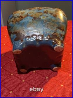 Gorgeous Mid Century Modern Studio Pottery Vase Drip Glaze 16 Mark Beautiful Art