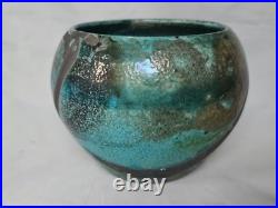 Gorgeous Usch Spettigue studio pottery raku vase bowl form