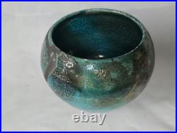 Gorgeous Usch Spettigue studio pottery raku vase bowl form