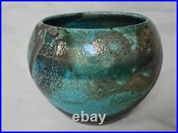 Gorgeous Usch Spettigue studio pottery raku vase bowl form