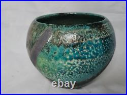 Gorgeous Usch Spettigue studio pottery raku vase bowl form