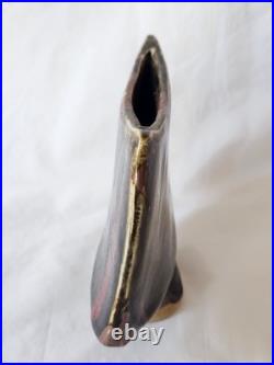 Gorgeous stoneware studio pottery tenmuko glazed funky footed vase