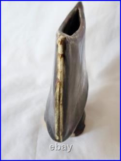 Gorgeous stoneware studio pottery tenmuko glazed funky footed vase