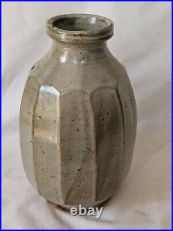 Gorgeous studio pottery Mike Dodd large cut sided vase