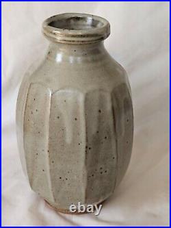 Gorgeous studio pottery Mike Dodd large cut sided vase