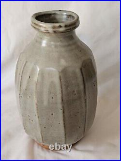 Gorgeous studio pottery Mike Dodd large cut sided vase