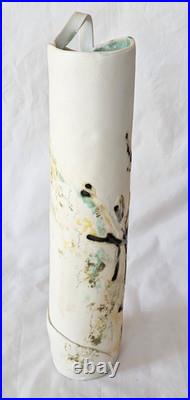 Gorgeous tall unusual studio pottery floral decorated porcelain vase