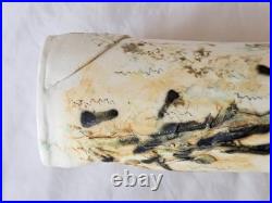 Gorgeous tall unusual studio pottery floral decorated porcelain vase