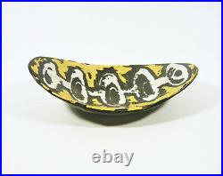 Gorka Livia, Yellow & Black Abstract Retro Bowl 7.2, 1950's Art Pottery