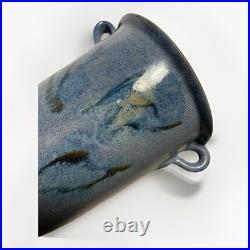 Grayshott Pottery Twin Handled Stoneware Vase Michael Dinsdale MD Blue Glaze
