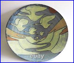 HUGE Tessa Fuchs 1936-2012 British Studio Art Pottery footed Bowl 45cm wide