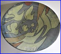 HUGE Tessa Fuchs 1936-2012 British Studio Art Pottery footed Bowl 45cm wide