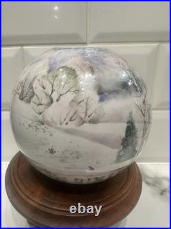 HandPainted Russian Winter Landscape Studio Pottery Vase Birch Trees. Signed Mark