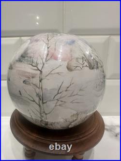 HandPainted Russian Winter Landscape Studio Pottery Vase Birch Trees. Signed Mark