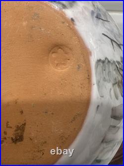 HandPainted Russian Winter Landscape Studio Pottery Vase Birch Trees. Signed Mark