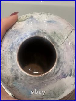 HandPainted Russian Winter Landscape Studio Pottery Vase Birch Trees. Signed Mark