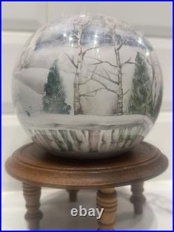 HandPainted Russian Winter Landscape Studio Pottery Vase Birch Trees. Signed Mark