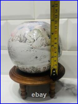 HandPainted Russian Winter Landscape Studio Pottery Vase Birch Trees. Signed Mark