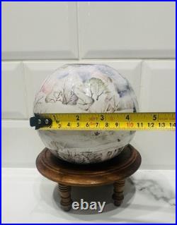 HandPainted Russian Winter Landscape Studio Pottery Vase Birch Trees. Signed Mark