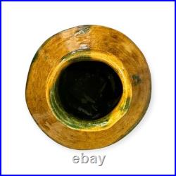 Handmade Studio Pottery Vase Honey Glaze Signed FR 10.5cm Artisan Ceramic