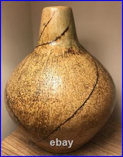 Heavy 4.3kg Glazed Stoneware Studio Pottery Baluster Vase Signed A R Hutchinson