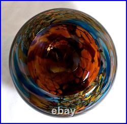 Heavy Peter Layton Studio Glass Lagoon Bowl / Vase Glassblowing London Signed