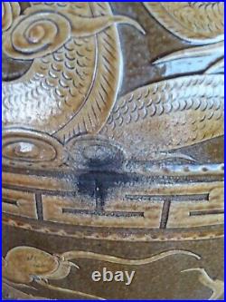 Huge 33 Asian Chinese Egg Storage Dragon Pot Vase Planter Urn Pottery