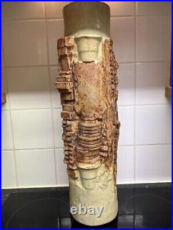 Huge Bernard Rooke British studio pottery vase, brutalist style, 57cms in height