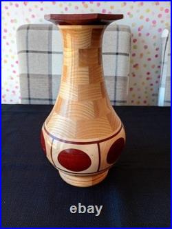 I. W. Robinson Segmented Wood Baluster Vase Signed Ltd Ed Elm Purpleheart Maple