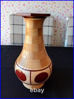 I. W. Robinson Segmented Wood Baluster Vase Signed Ltd Ed Elm Purpleheart Maple