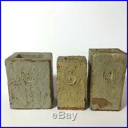 Ian Auld 3 X Slab Built Studio Pottery Vases Label Dated 1957 Signed Very Rare